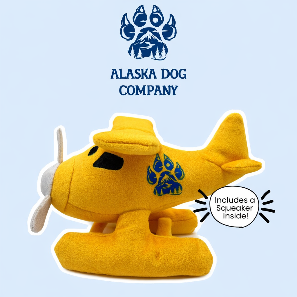 Alaska Dog Company Yellow Plane Plush Dog Toy